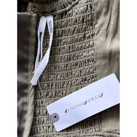 Anthropologie Midi Dress Linen Square Neck A Line Utility - Picture 8 of 9